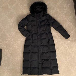 LONG Ralph Lauren Quilted Hooded Puffer Down Coat Black Jacket